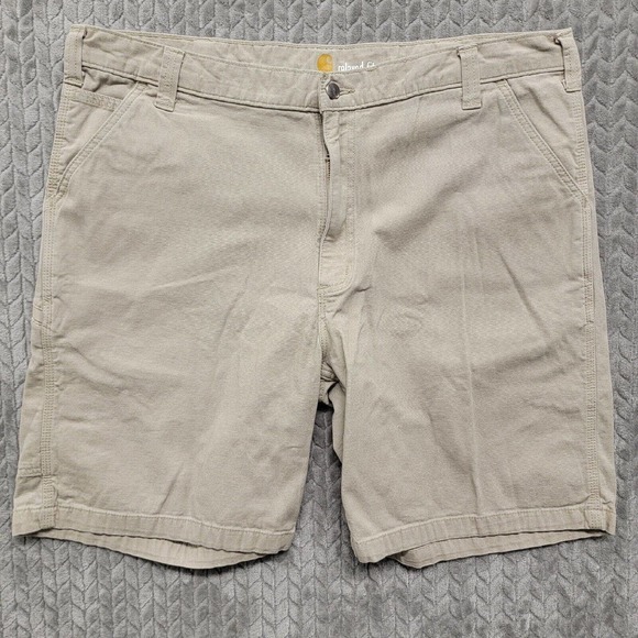 Carhartt Shorts Men’s 42 Beige Carpenter Relaxed Fit Workwear Stretch 102514–232 - Picture 1 of 10